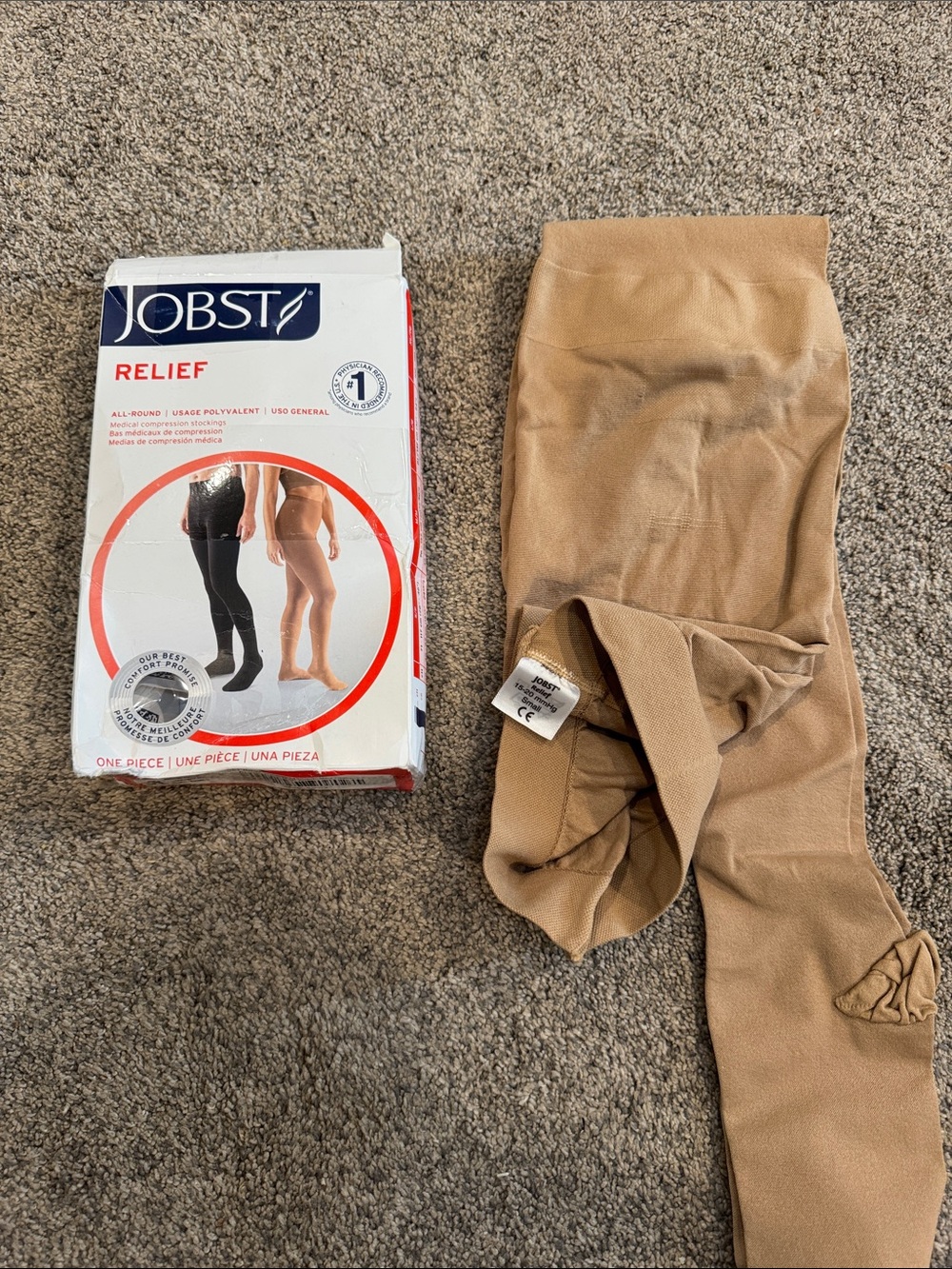 JOBST Relief Waist High Graduated Compression Stockings 15-20mmHg Small Beige